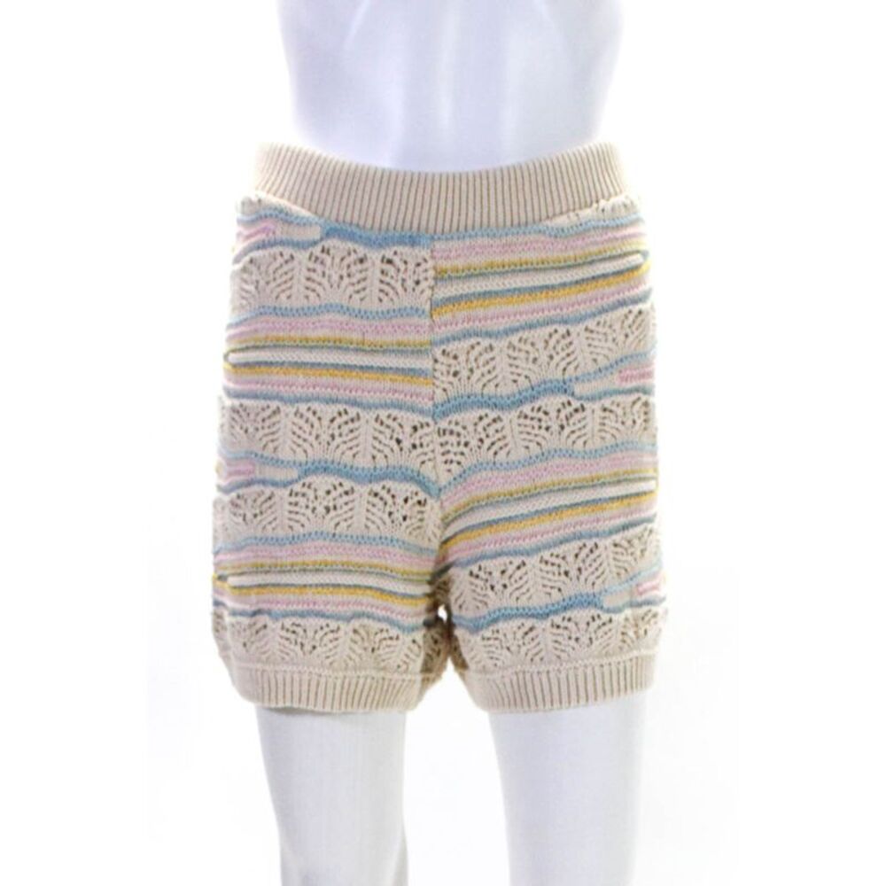 Zara Womens Cotton Knitted Buttoned V-Neck Cardigan Shorts Set Beige Size M L - Picture 4 of 8